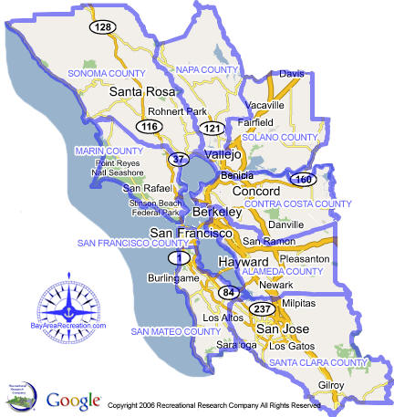 San Francisco Bay Area Boating Recreation Map